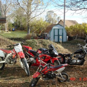 The rest of my Honda stable. 04 CRF450R, 03 CBR954RR, 04 CRF50, another cb750 chopper